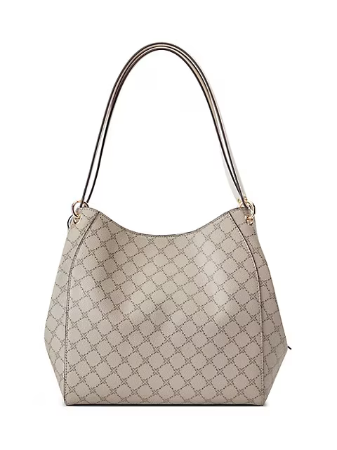 Nine West Meara 3 Comp Shoulder Bag - Beige Logo Milk