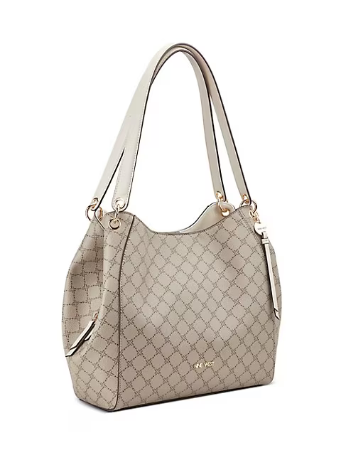 Nine West Meara 3 Comp Shoulder Bag - Beige Logo Milk