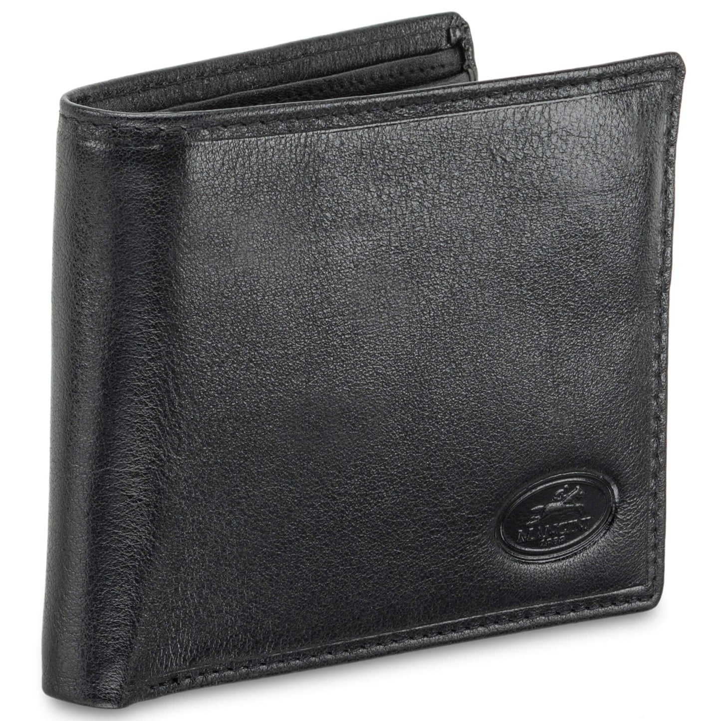 Mancini Men`s RFID Secure Center Wing Wallet with Coin Pocket - Black