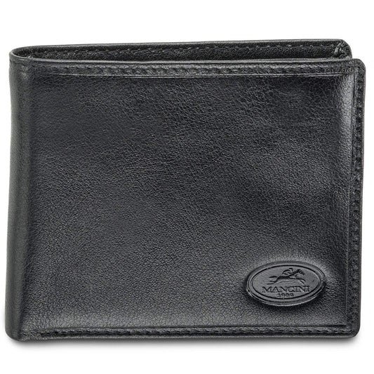 Mancini Portefeuille RFID Secure Center Wing pour hommes avec poche à monnaie - Noir