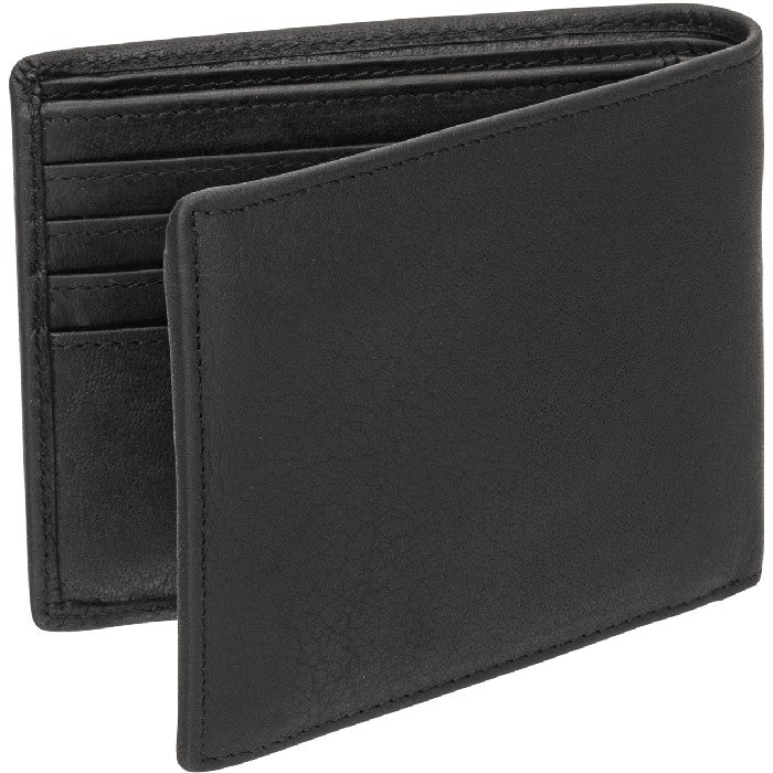 Mancini Buffalo RFID Secure Wallet with Coin Pocket - Black