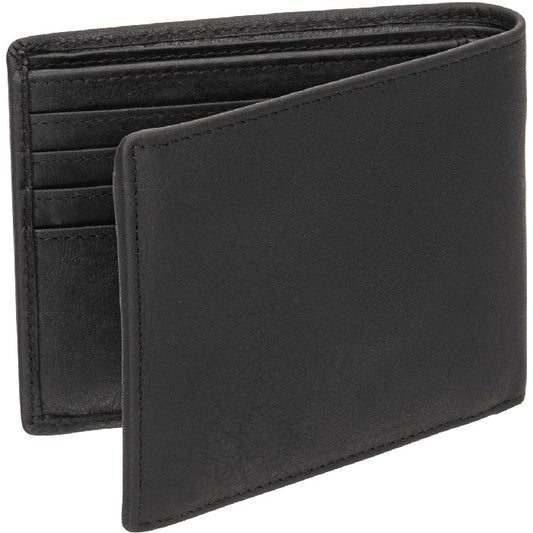 Mancini Buffalo RFID Secure Wallet with Coin Pocket - Black