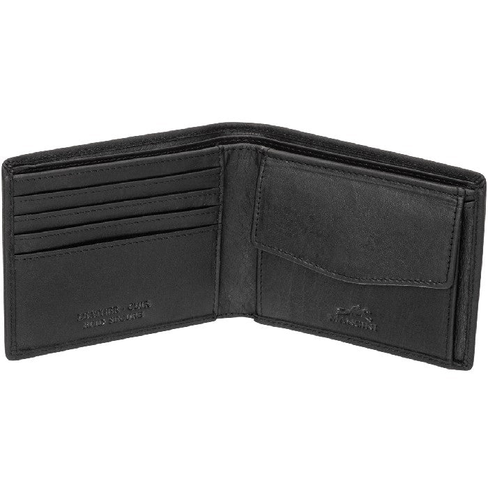 Mancini Buffalo RFID Secure Wallet with Coin Pocket - Black