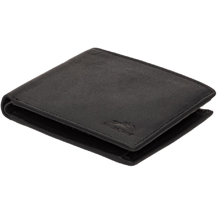 Mancini Buffalo RFID Secure Wallet with Coin Pocket - Black