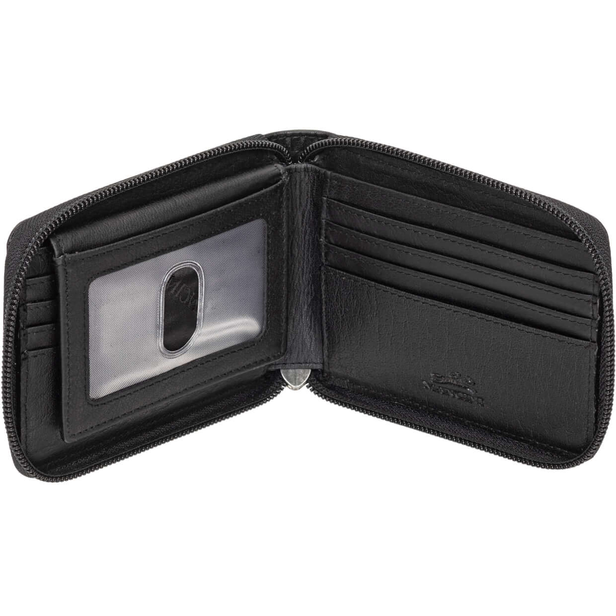 Mancini Buffalo RFID Secure Zippered Billfold avec Passcase Amovible - Noir