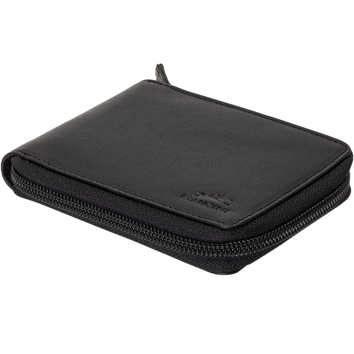 Mancini Buffalo RFID Secure Zippered Billfold with Removable Passcase - Black