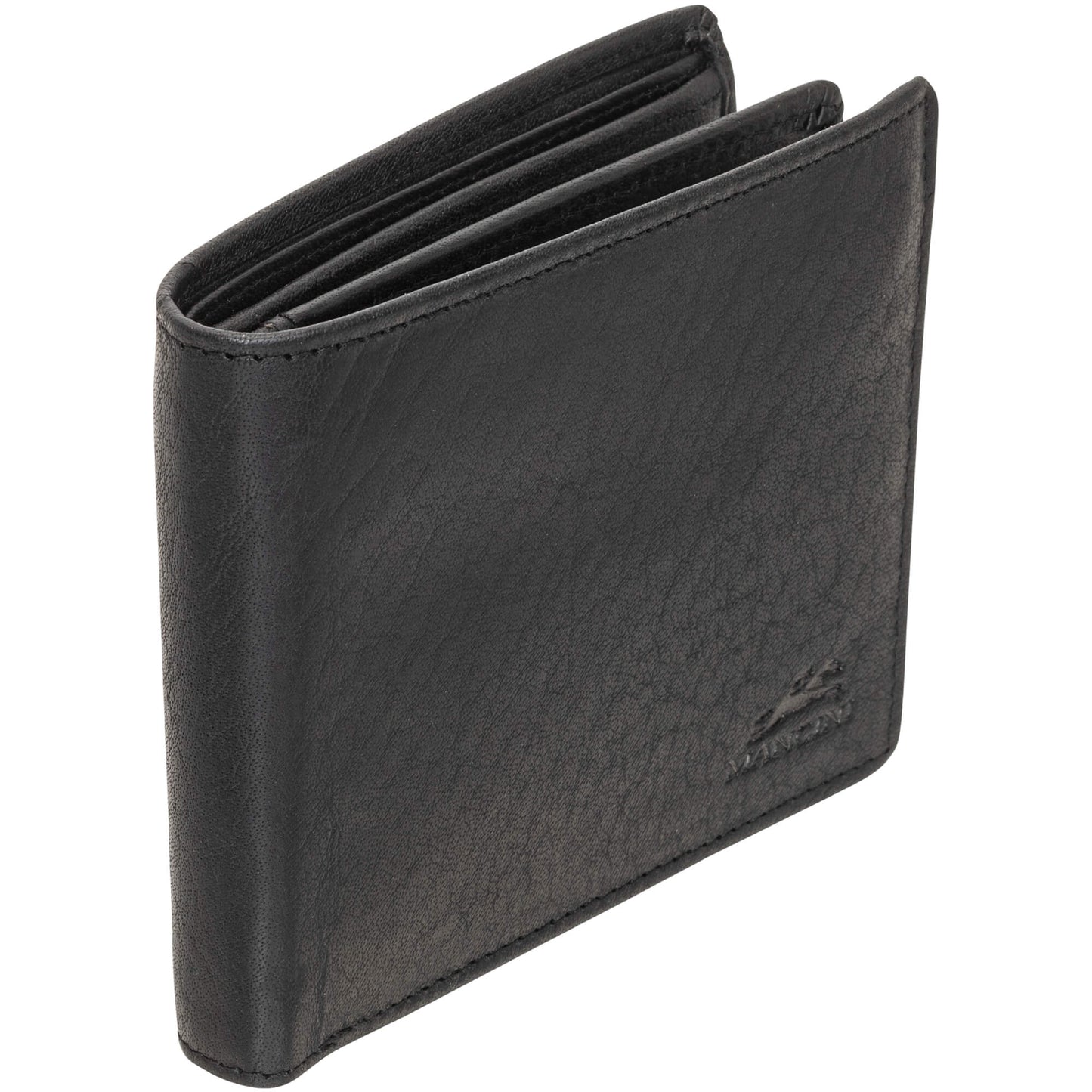 Mancini Buffalo RFID Secure Center Wing Wallet avec poche à monnaie - Noir