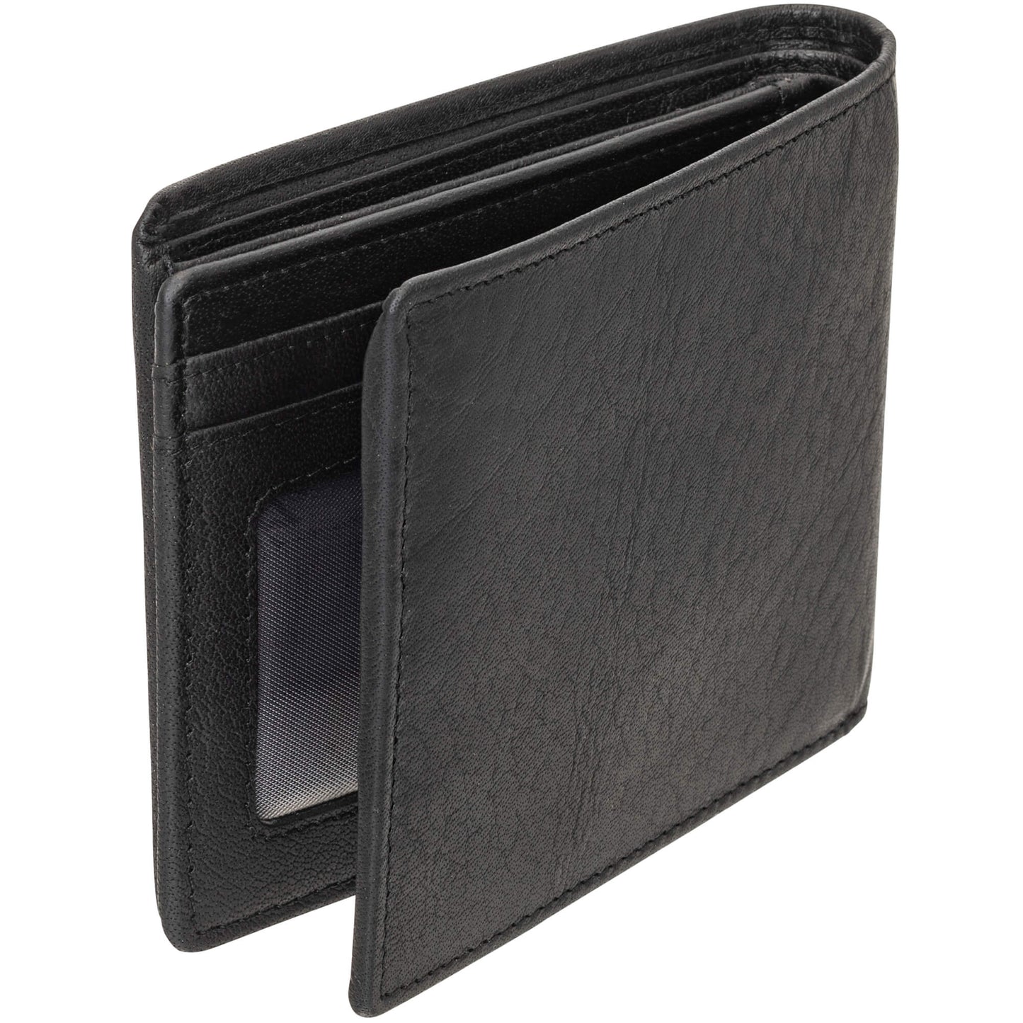 Mancini Buffalo RFID Secure Center Wing Wallet with Coin Pocket - Black