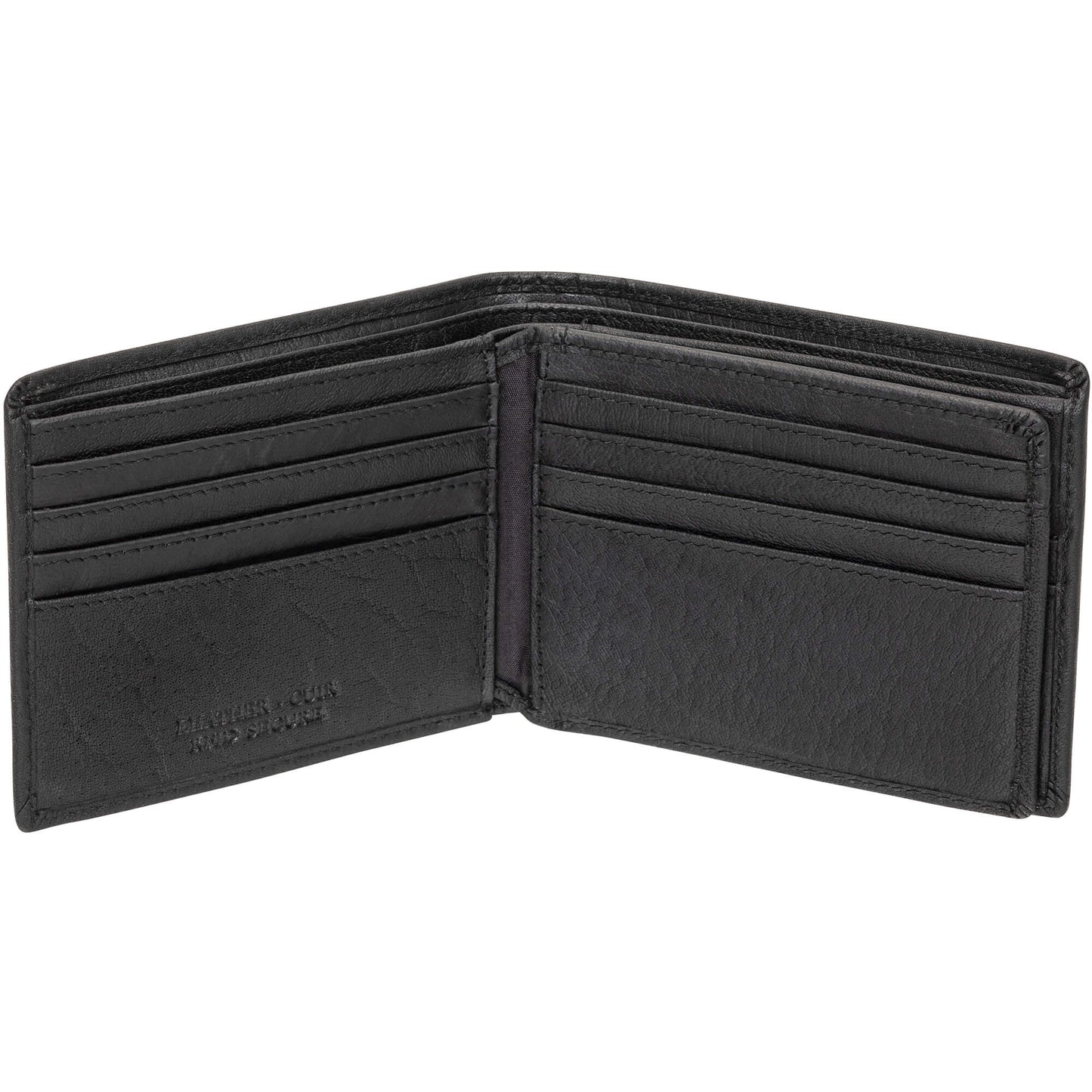 Mancini Buffalo RFID Secure Center Wing Wallet with Coin Pocket - Black