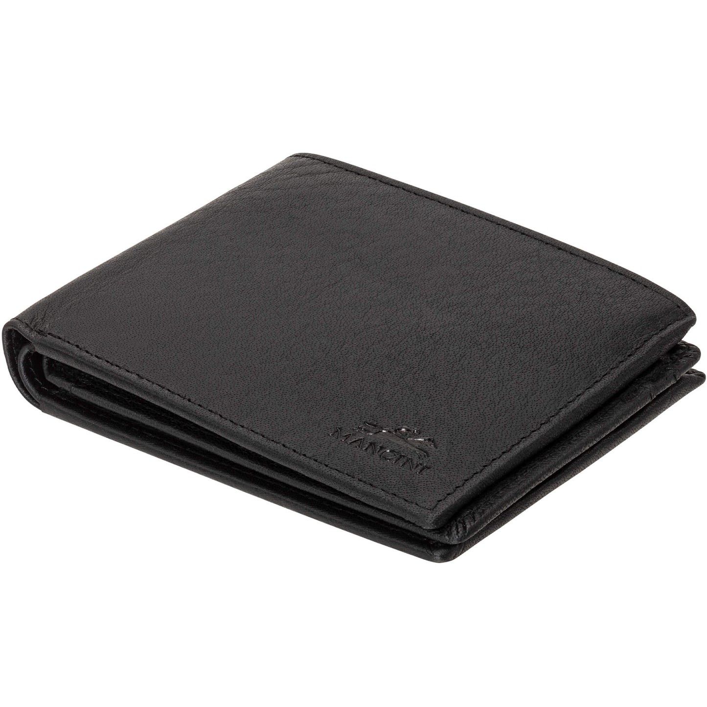 Mancini Buffalo RFID Secure Center Wing Wallet with Coin Pocket - Black