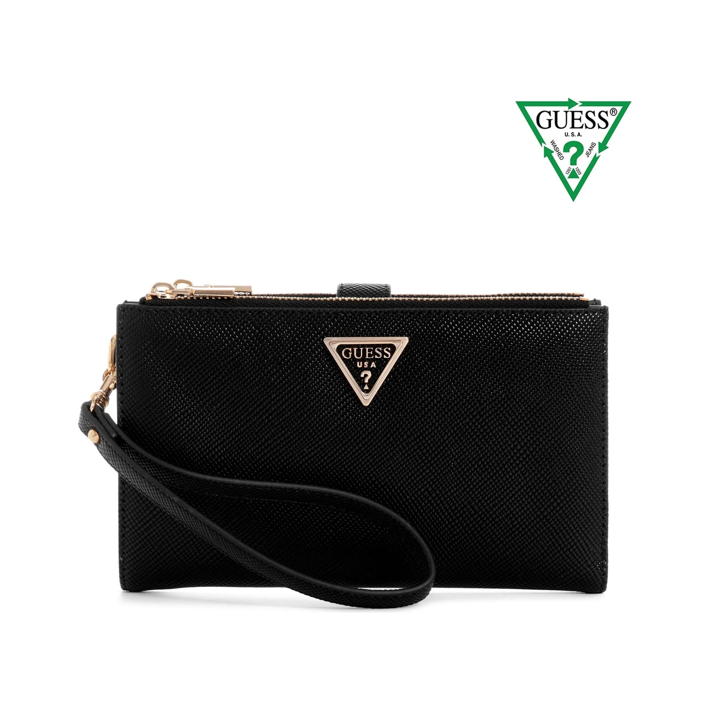 Organiseur à double fermeture éclair Guess Eco Gloriana SLG - Noir