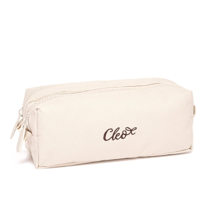 Cléo 2 Compartment Pencil Case - Beige