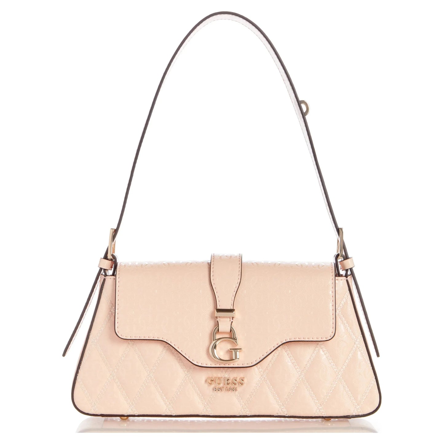 GUESS Adi Quilted Flap Shoulder Bag Light Peach