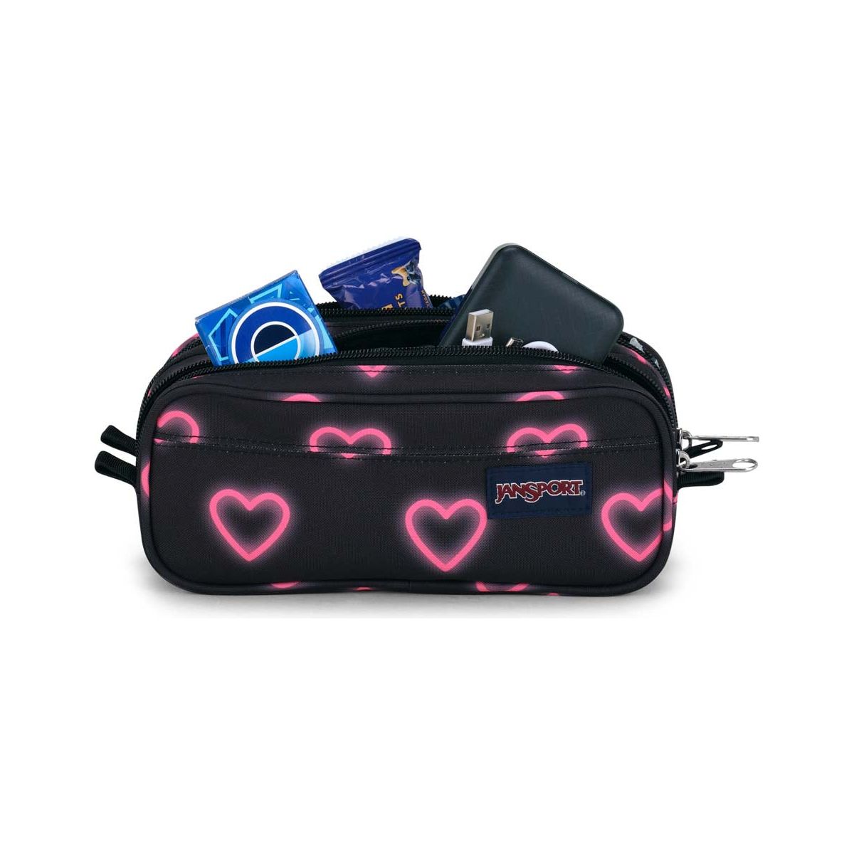 JanSport Grande pochette pour accessoires - Happy Hearts Noir