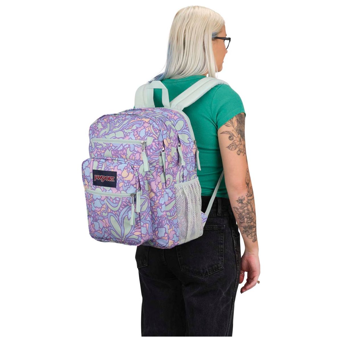 Jansport Big Student Sac à dos - Fluid Floral Pastel Lilas