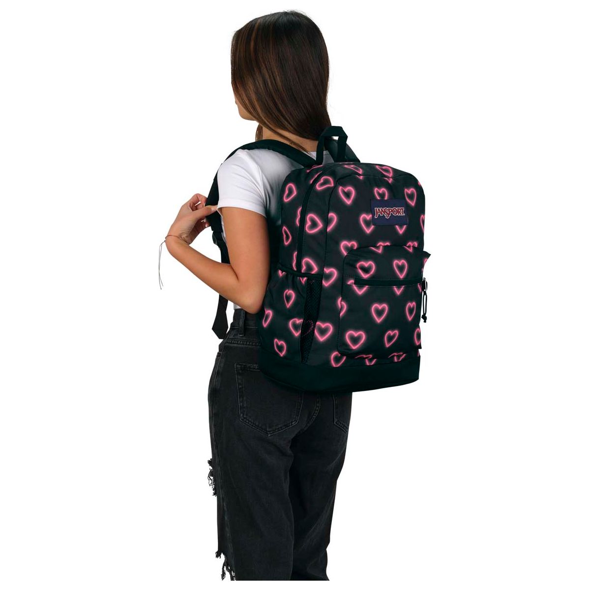 Sac à dos pour ordinateur portable JanSport Cross Town Plus - Happy Hearts Black