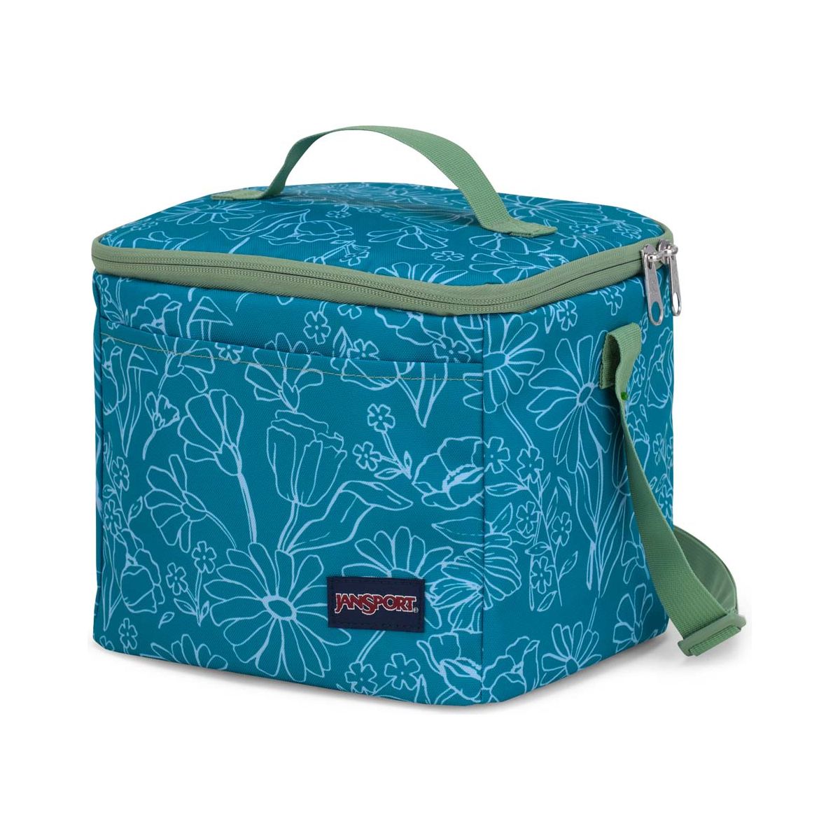 JanSport Super Snack Lunch Bag Delightful Daisies Green MouraCuir