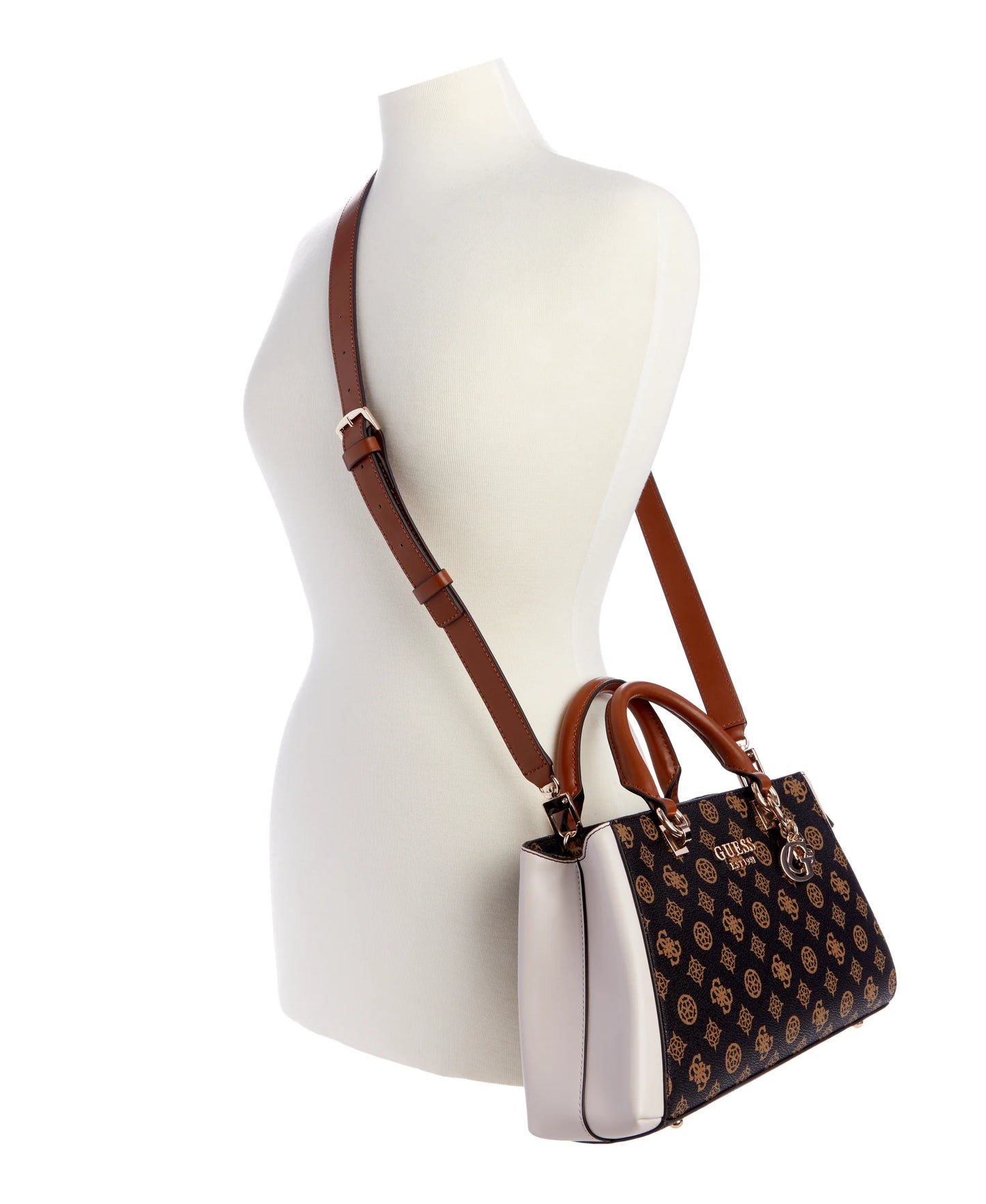 Guess Evelune Girlfriend Satchel - Mocha Logo Multi