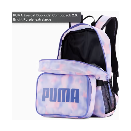 Sac à dos PUMA Evercat Duo pour enfants avec boîte à lunch