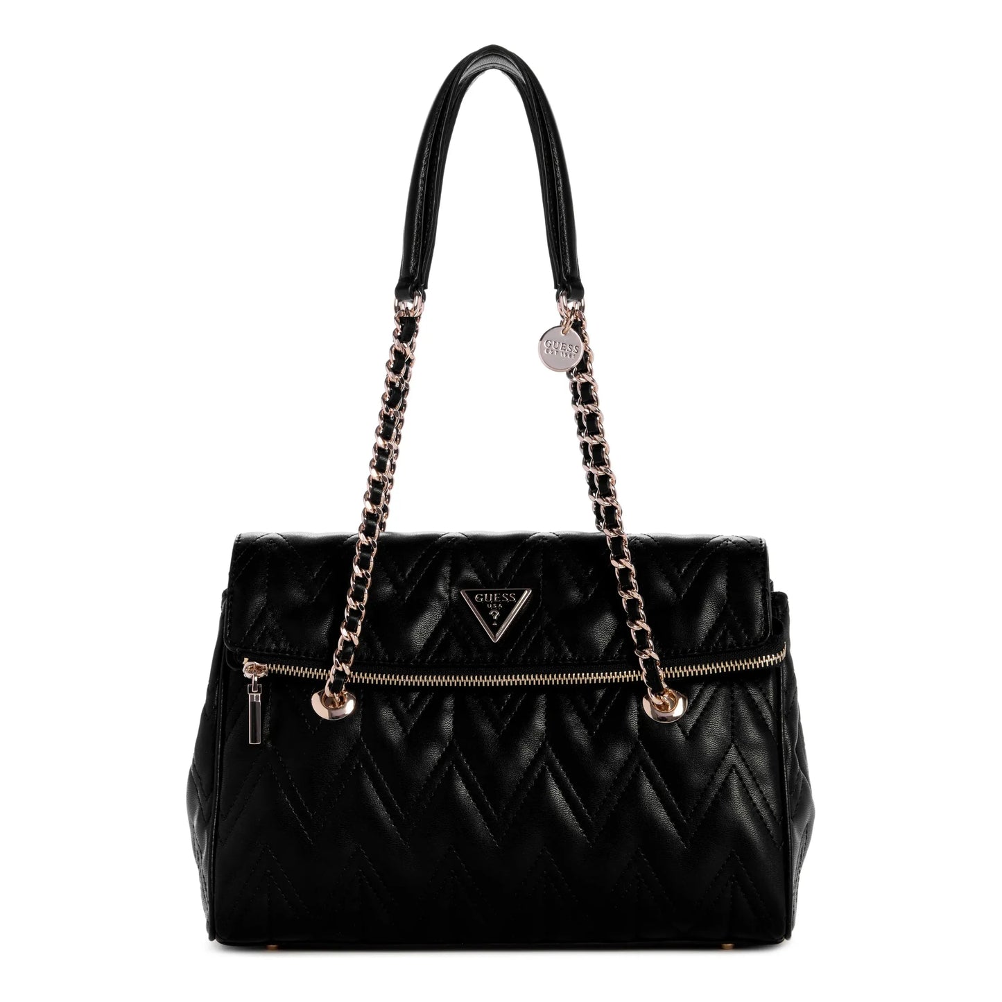 Guess Eda 3 Compartment Satchel - Black