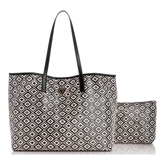 Guess Vikky Large Straw Tote - Black