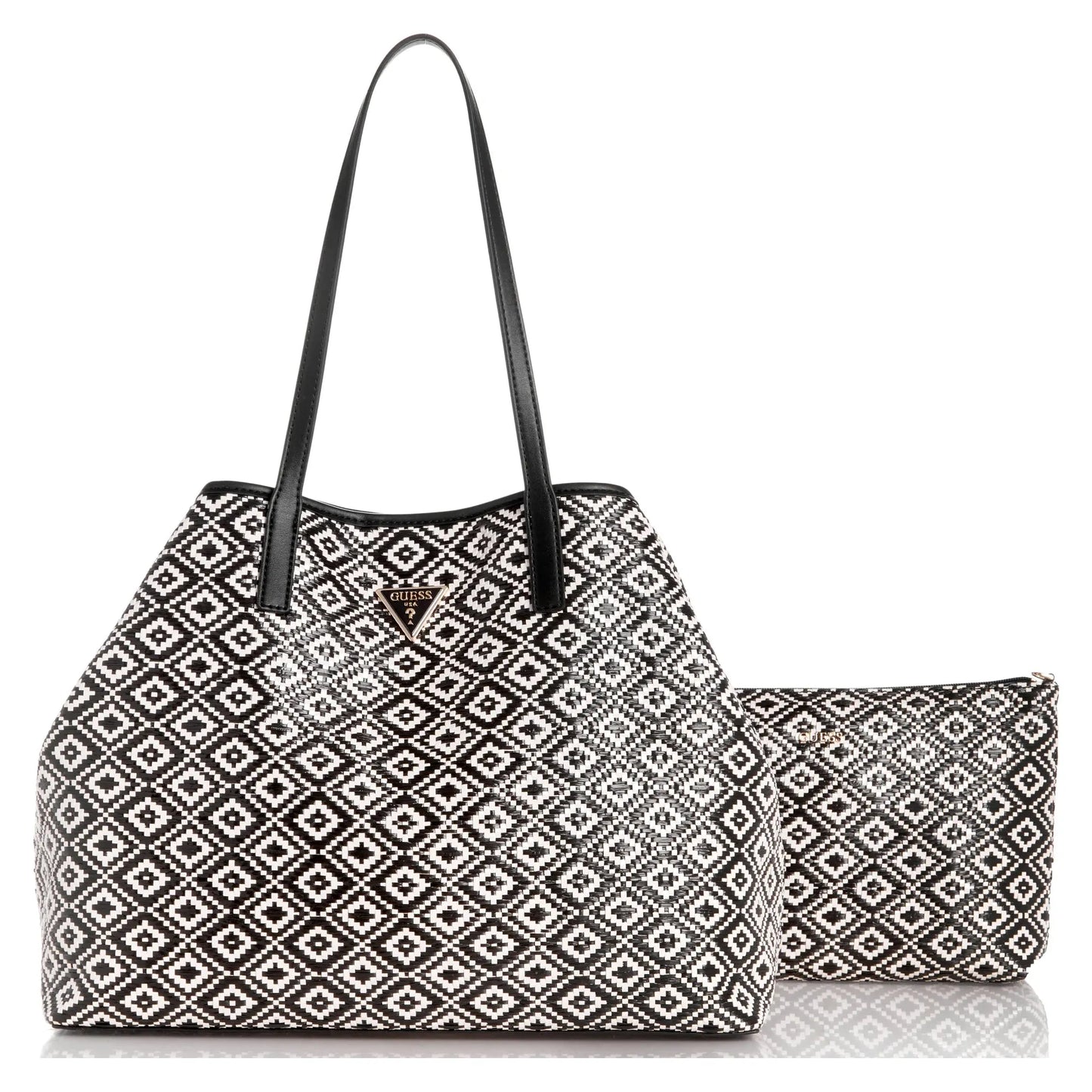 Guess Vikky Large Straw Tote - Black