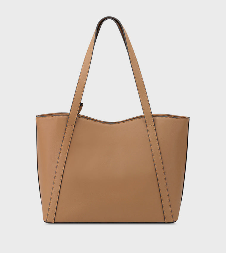 Nine West Ruthie Tote Bag with Pouch - Dark Camel