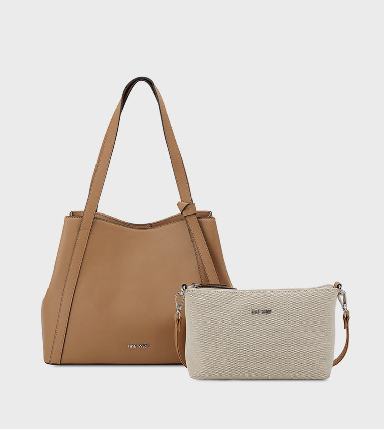 Nine West Ruthie Tote Bag with Pouch - Dark Camel