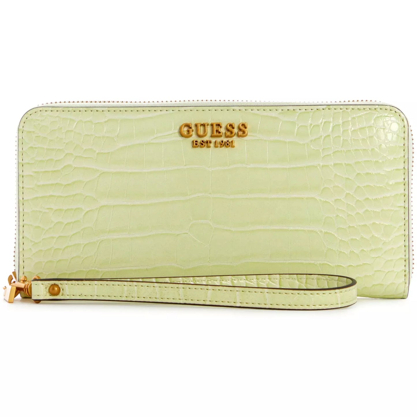 GUESS Laurel Katey Croc Zip-Around Wallet - Citron clair