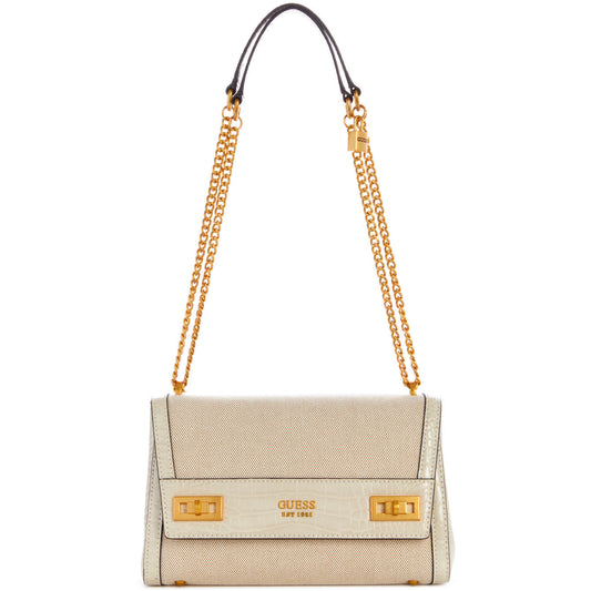 GUESS Katey Canevas Flap Shoulder Bag