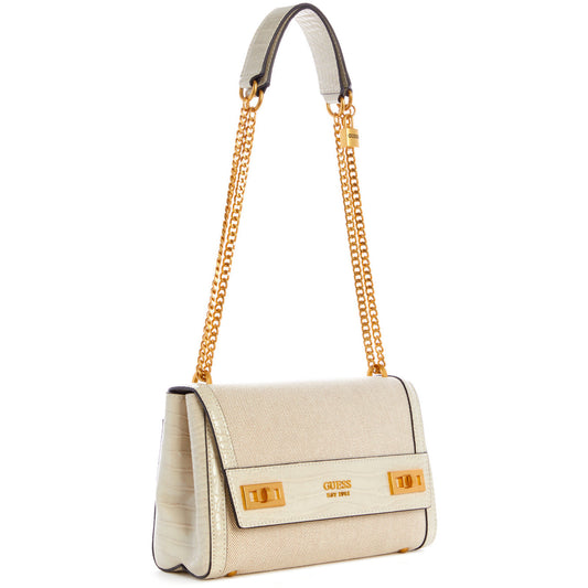 GUESS Katey Canevas Flap Shoulder Bag