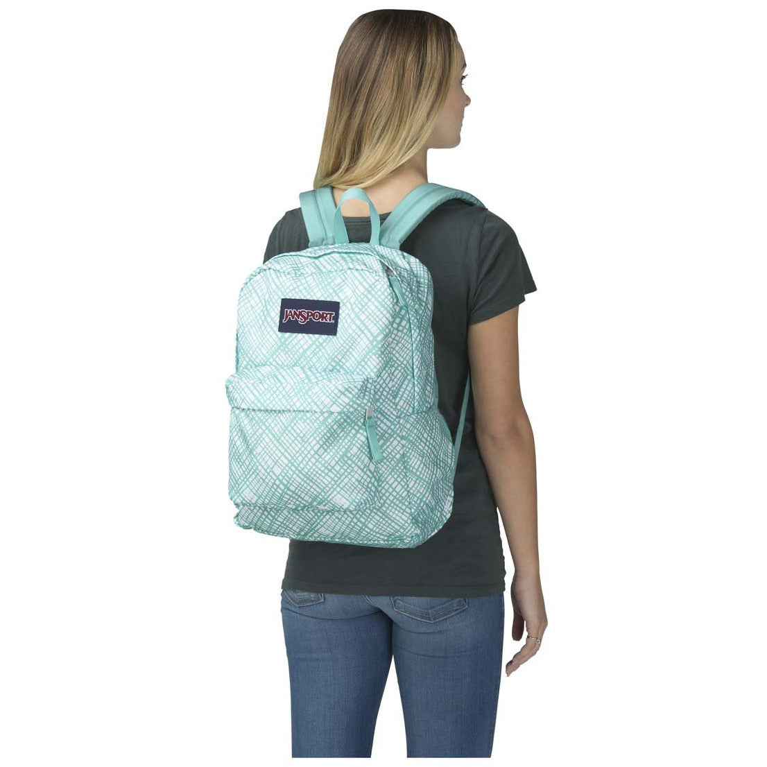 JanSport SuperBreak Sac à dos 0JJ Aqua Dash Jagged Plaid