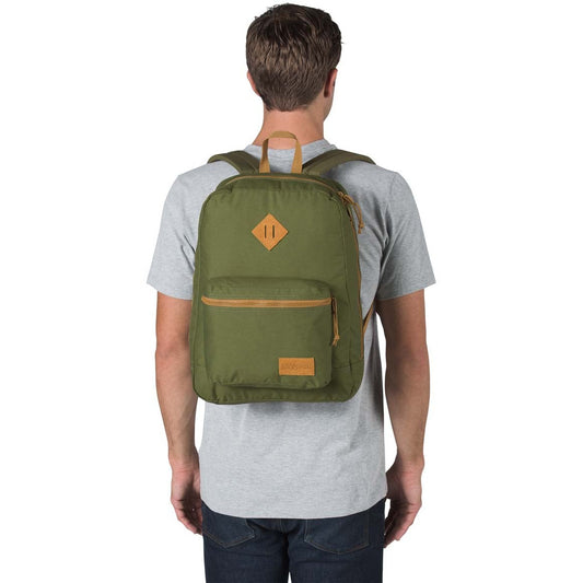 JANSPORT Super Lite Backpack -New Olive W/Dijon Brown