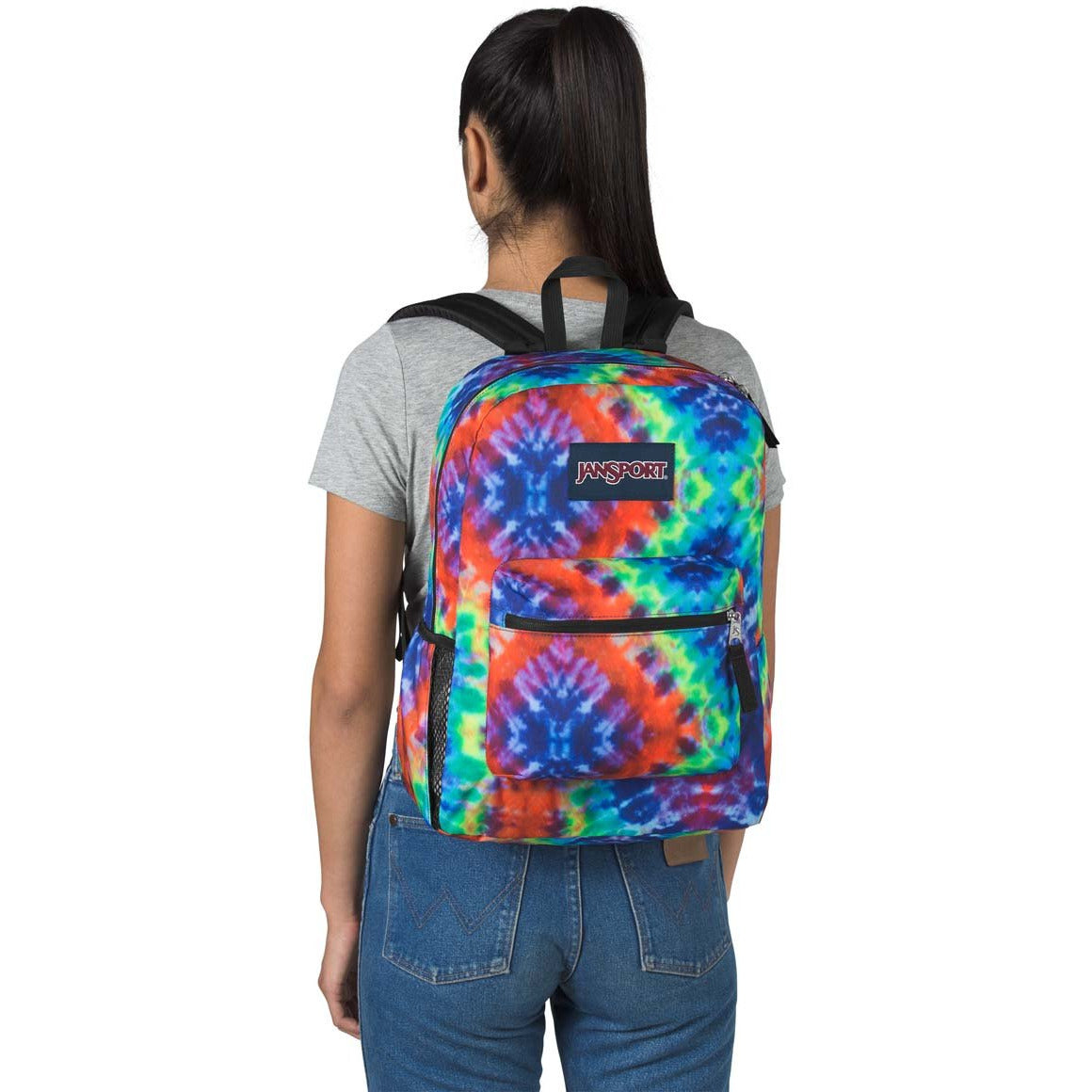 JanSport Cross Town Backpack – Red Multi Hippie